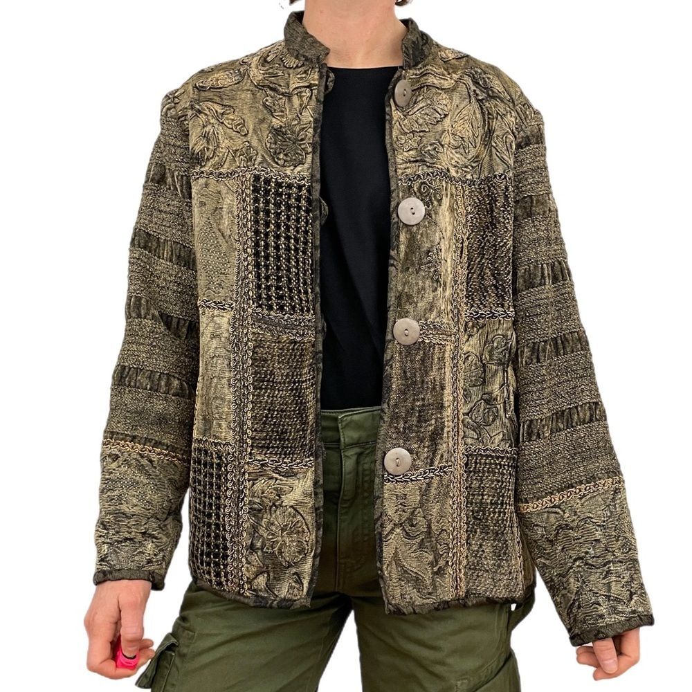 Flashback Velour Patchwork Blazer Jacket Size Sma… - image 16